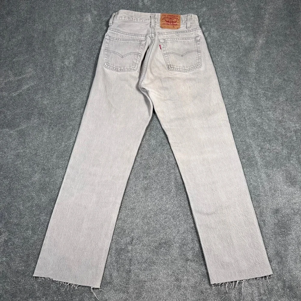 VTG 80s Levi's 501-0657 Gray Jeans Button Fly Mens 27x27 Cut Raw Hem Made in USA